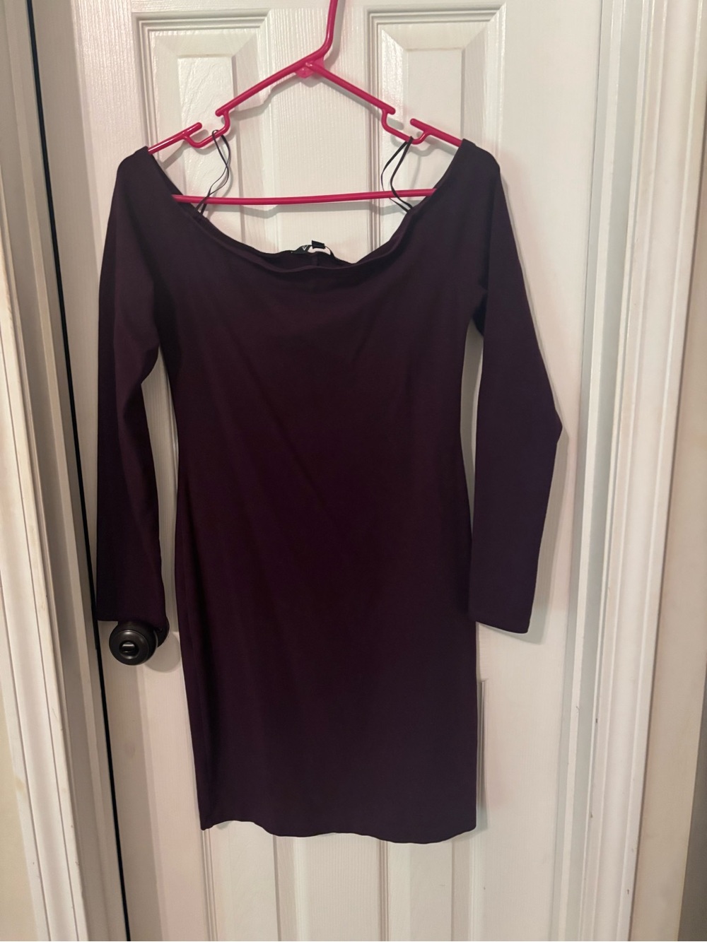 Express Off-The-Shoulder Long Sleeve Dress in Plum